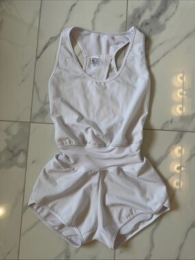 FIVE Dancewear White Open Back Romper Girls Size YL